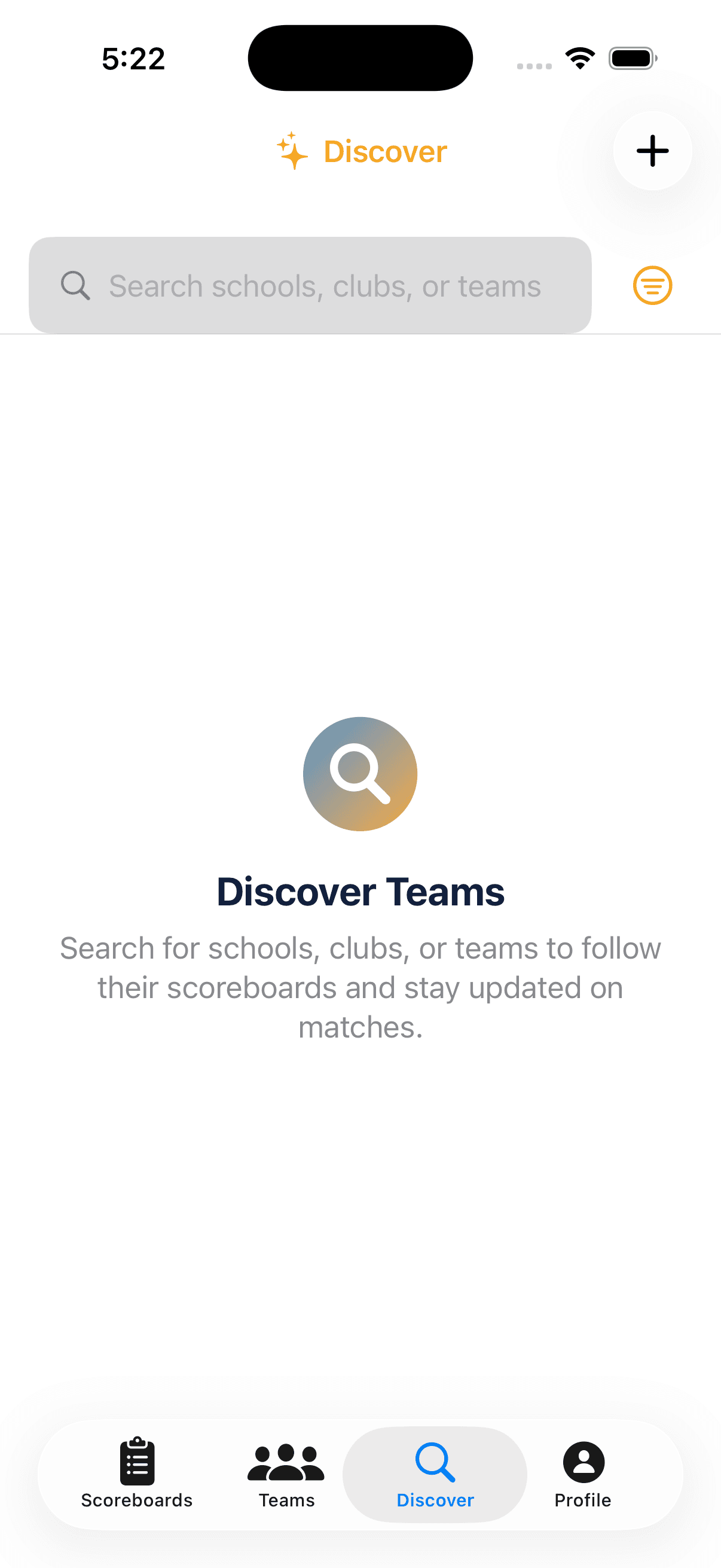 Discover schools, clubs, and teams in the Scoreboard Link app